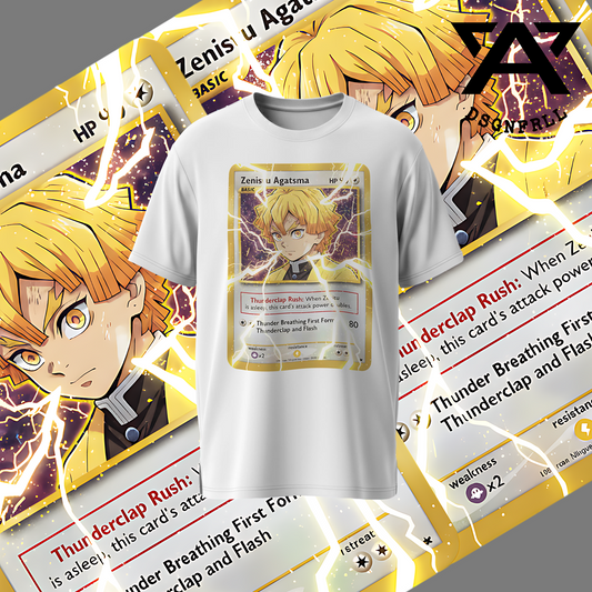 Zenitsu Thunder Card T-Shirt – Limited Anime Streetwear