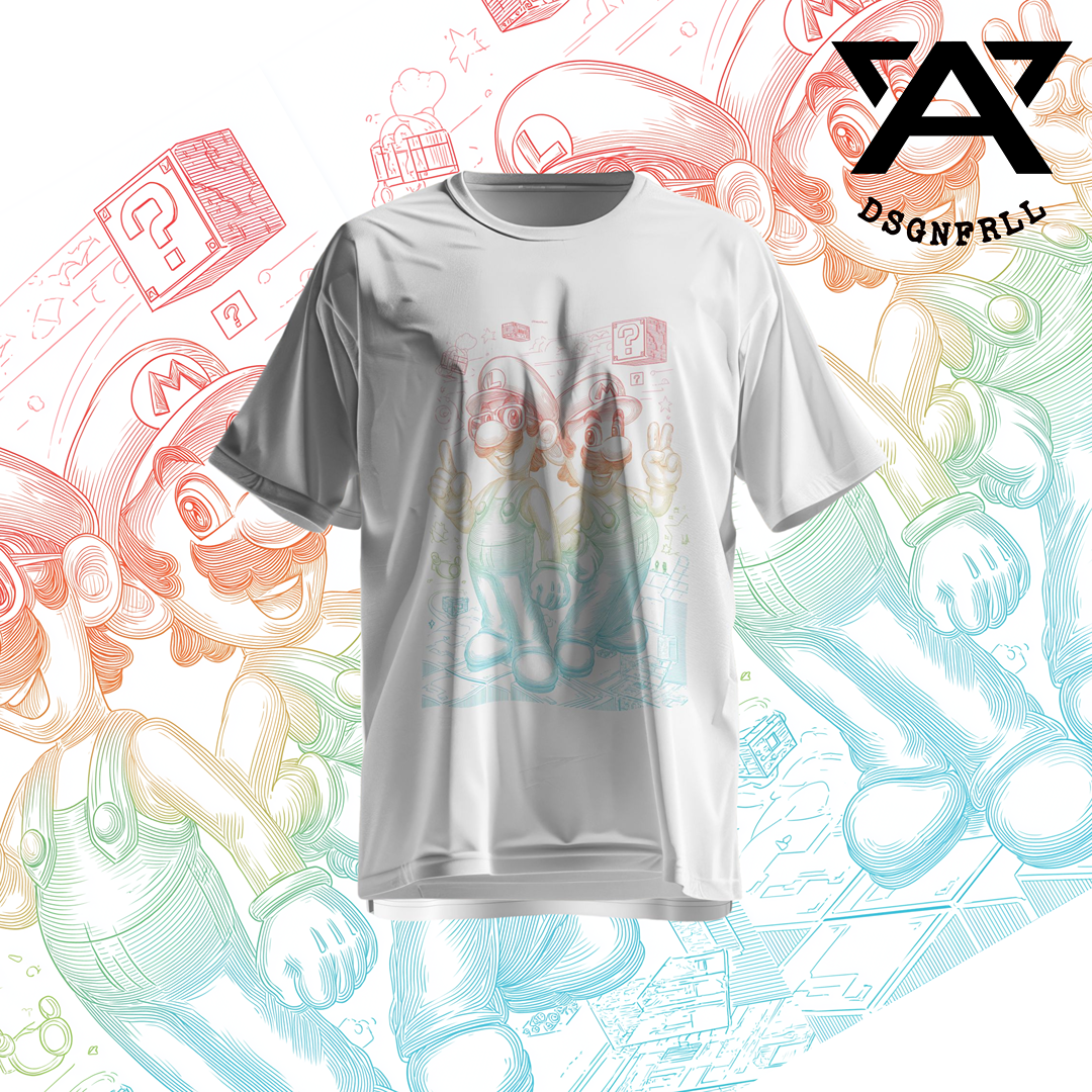 Retro Gamer Bros Tee – Streetwear Sketch Edition