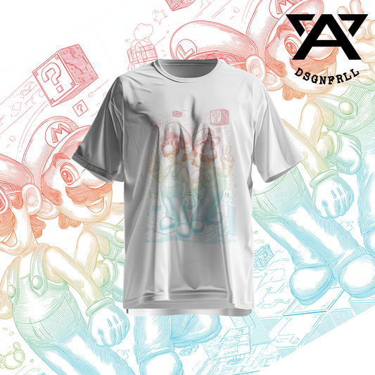 Retro Gamer Bros Tee – Streetwear Sketch Edition